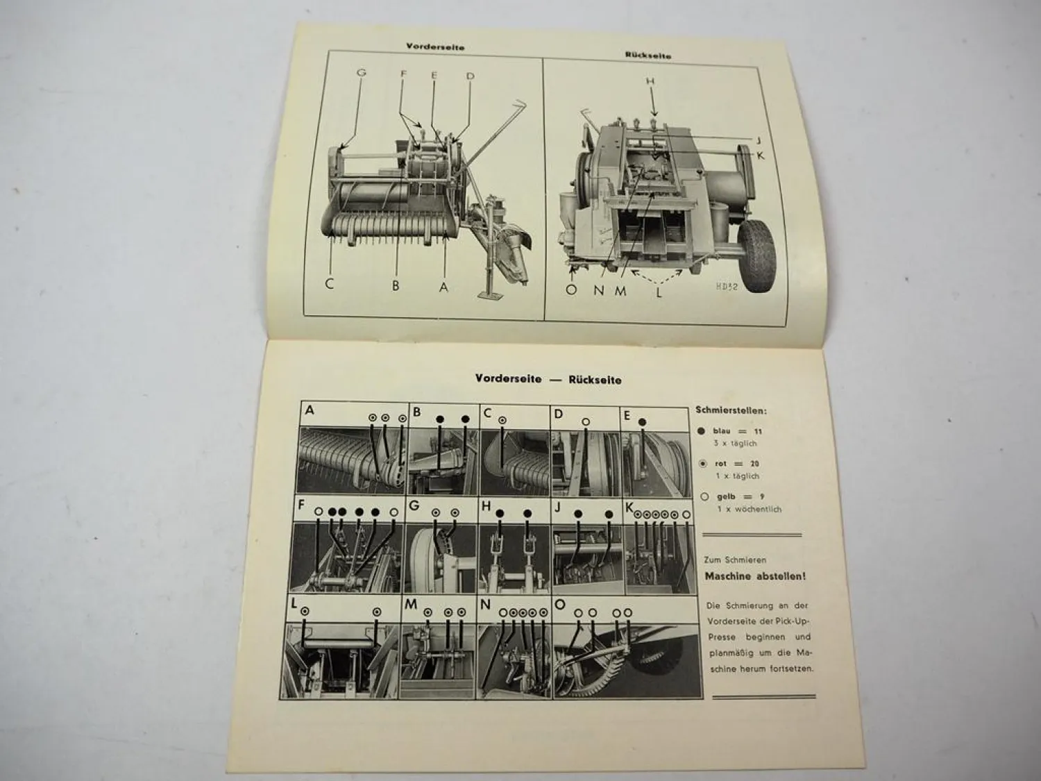 Claas HD Pick Up Sammelpresse Betriebsanleitung Ersatzteilliste Schmierplan 1962