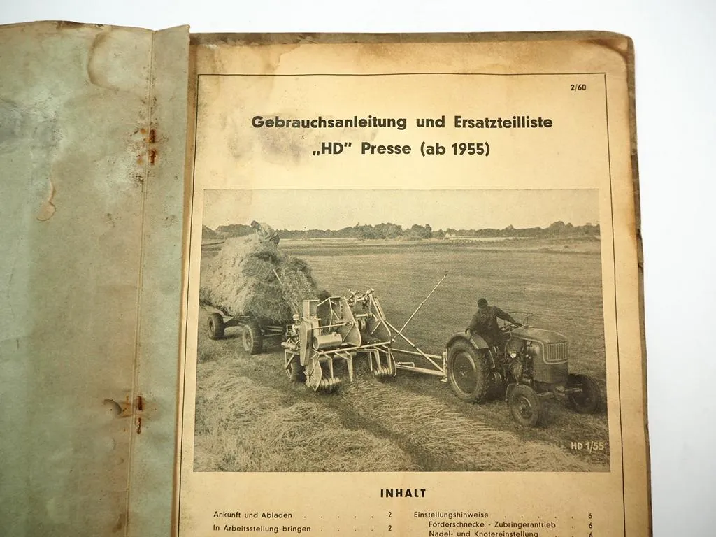 Claas HD Pickup Presse ab 1955 Betriebsanleitung Ersatzteilliste