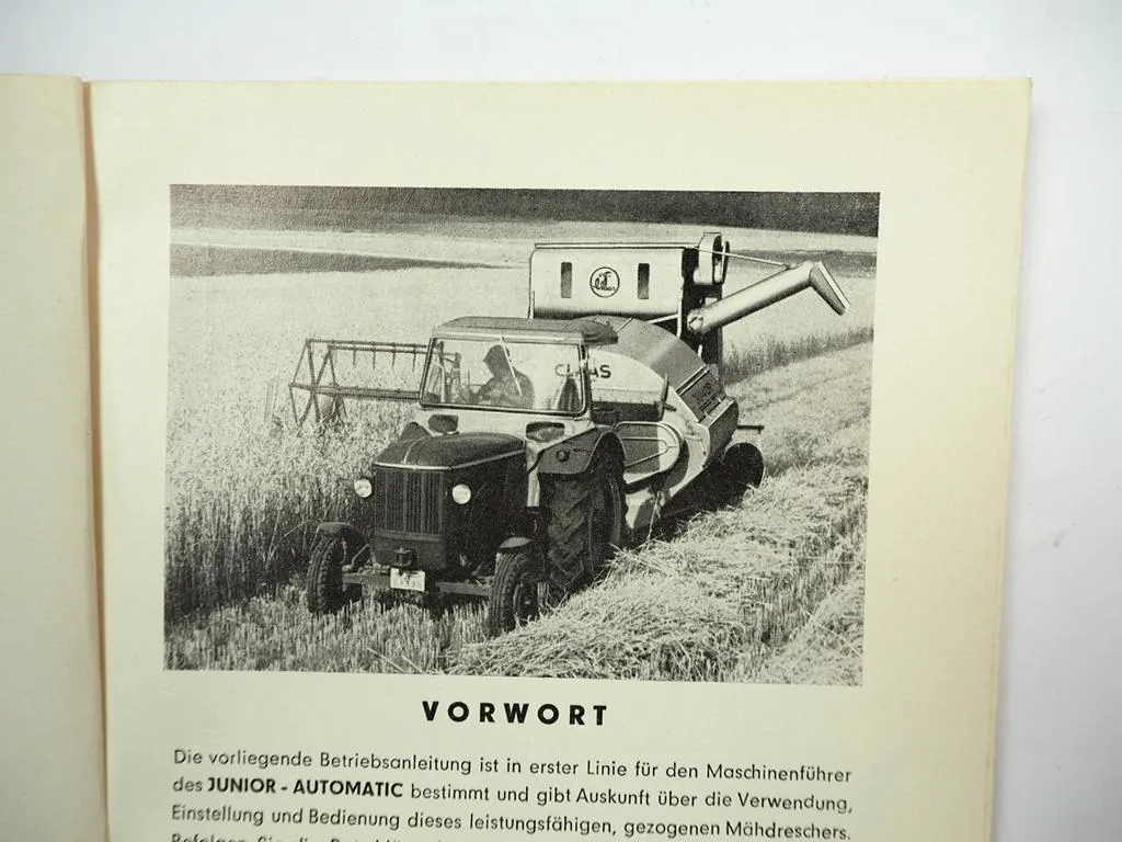 Claas Junior Automatic Mähdrescher Betriebsanleitung Bedienungsanleitung 1964
