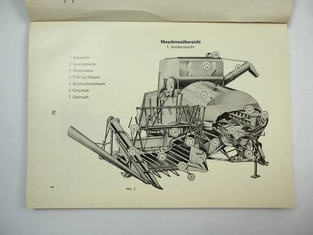 Claas Junior Automatic Mähdrescher Betriebsanleitung Bedienungsanleitung 1964