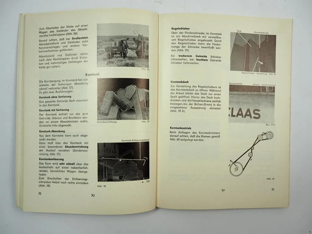 Claas Junior Automatic Mähdrescher Betriebsanleitung Bedienungsanleitung 1964