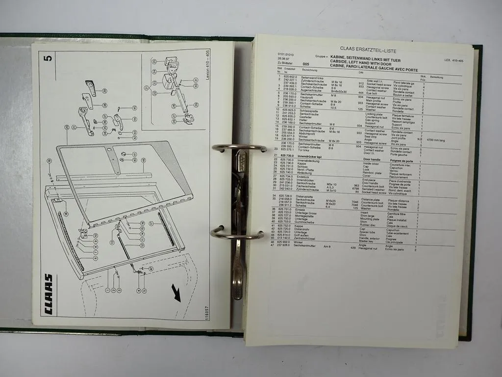 Claas Lexion 405 410 Mähdrescher + Schneidwerk Ersatzteilliste Parts List 1997