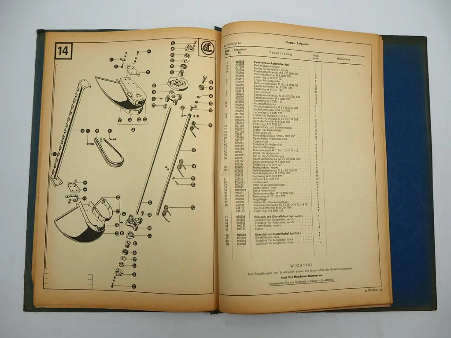 Claas Magnum Hochdruckpresse Ersatzteilliste Spare Parts List 11/1966