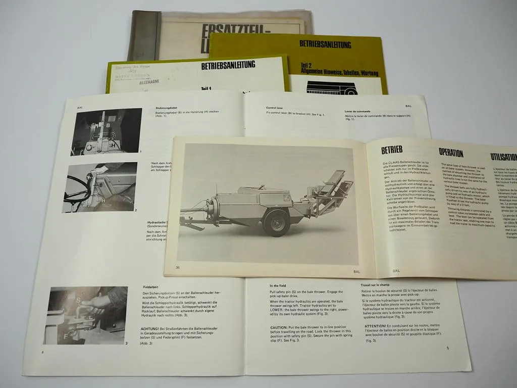 Claas Markant 50 Hochdruckpresse Ballenschleuder Betriebsanleitung Ersatzteilliste