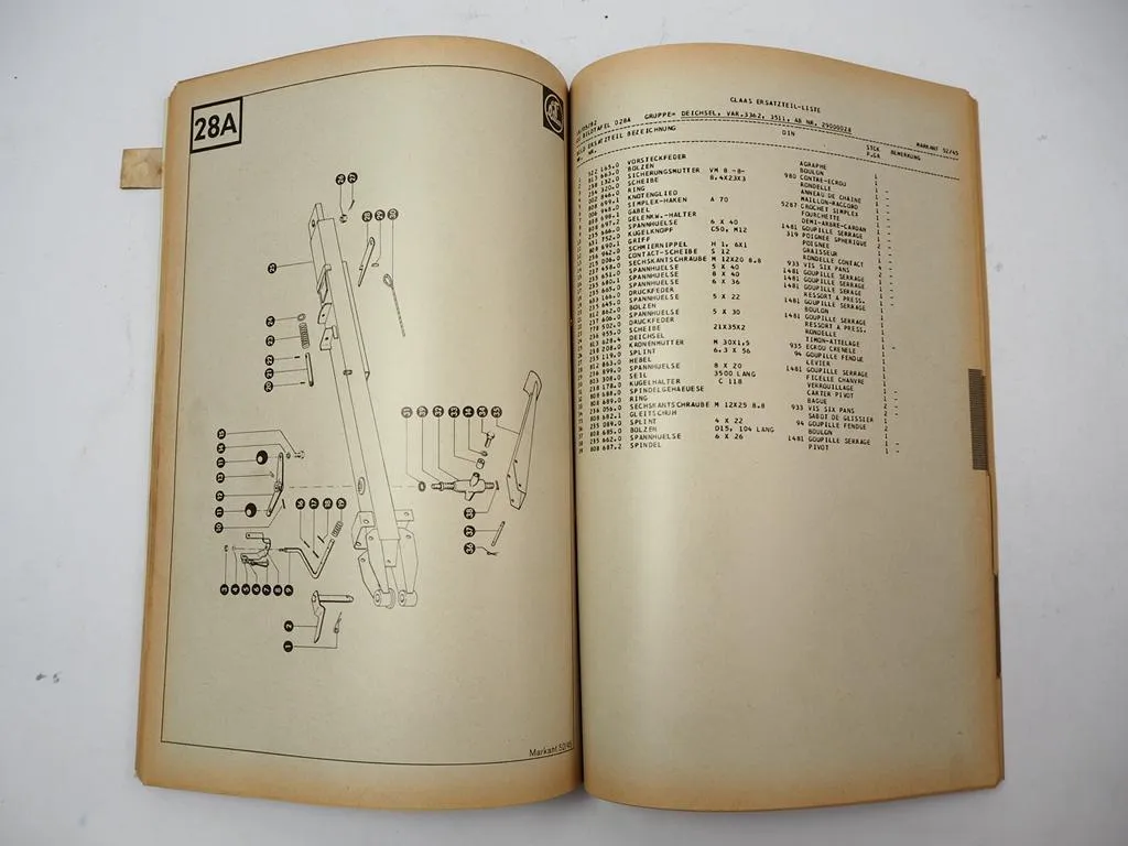Claas Markant 52/45 Ballenpresse Ersatzteilliste Pieces de Rechange 1982