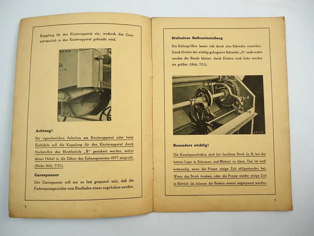 Claas Patent Anbaupresse III Betriebsanleitung Ersatzteilliste 1951