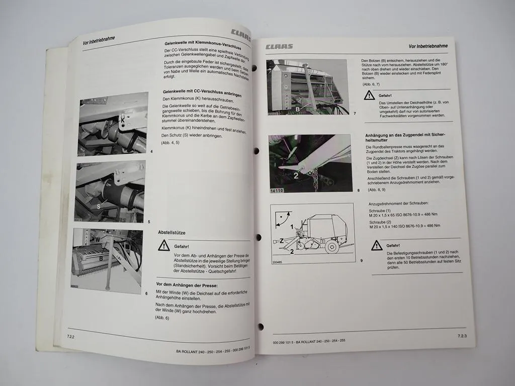 Claas Rollant 240 250 254 255 Roto Cut Rundballen Presse Betriebsanleitung 2006