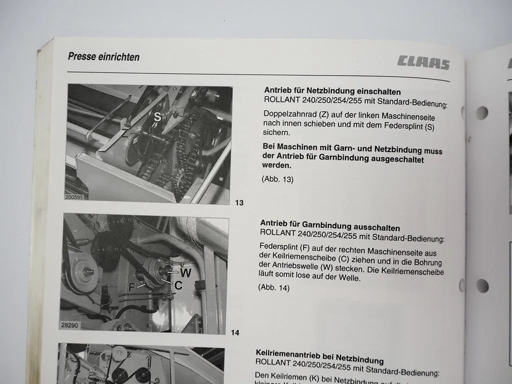 Claas Rollant 240 250 254 255 Roto Cut Rundballen Presse Betriebsanleitung 2006