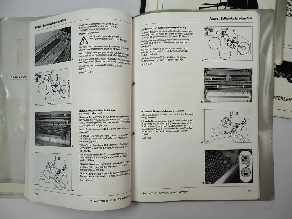 Claas Rollant 250 Roto Cut Uniwrap Ballenpresse Betriebsanleitung Ersatzteilliste