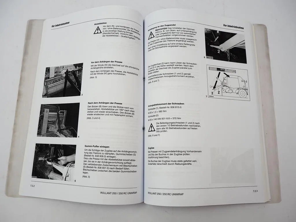 Claas Rollant 250 Uniwrap / 250 RC Roto Cut Betriebsanleitung Bedienung Einstellung Wartung