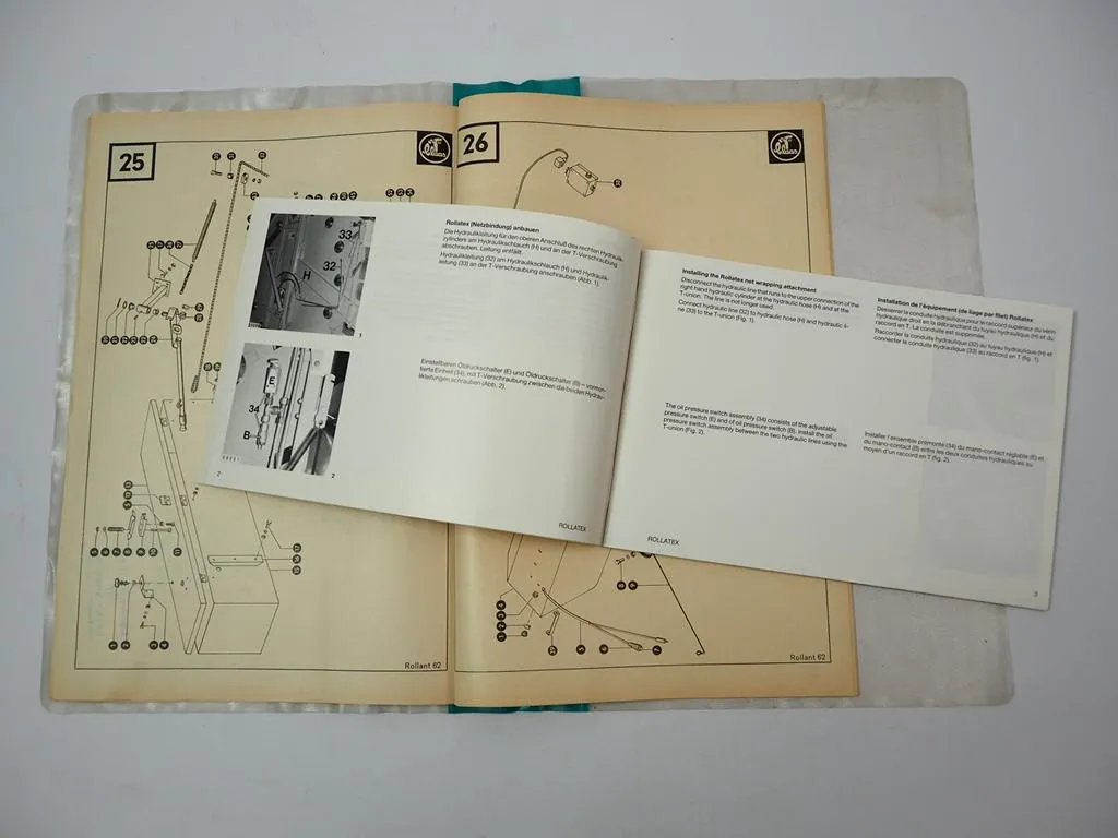 Claas Rollant 62 Ballenpresse Ersatzteilliste Rollatex Anbauanleitung 1979/88