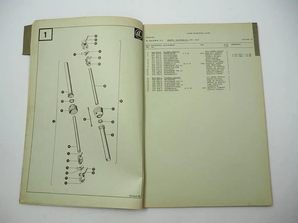 Claas Rollant 62 Rundballenpresse Ersatzteilliste Spare Parts List 1981