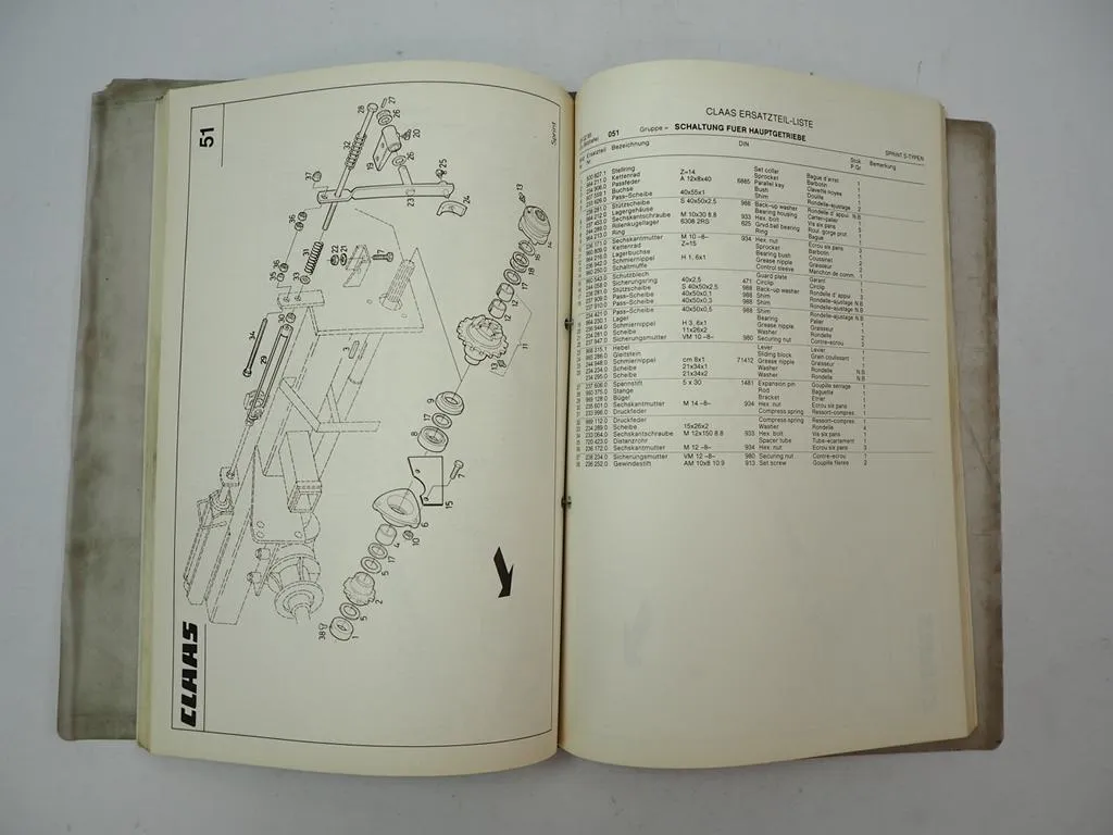 Claas Sprint 330S 440S Ladewagen Ersatzteilliste Spare Parts List 1985