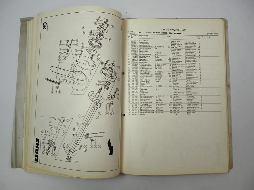 Claas Sprint 330S 440S Ladewagen Ersatzteilliste Spare Parts List 1989