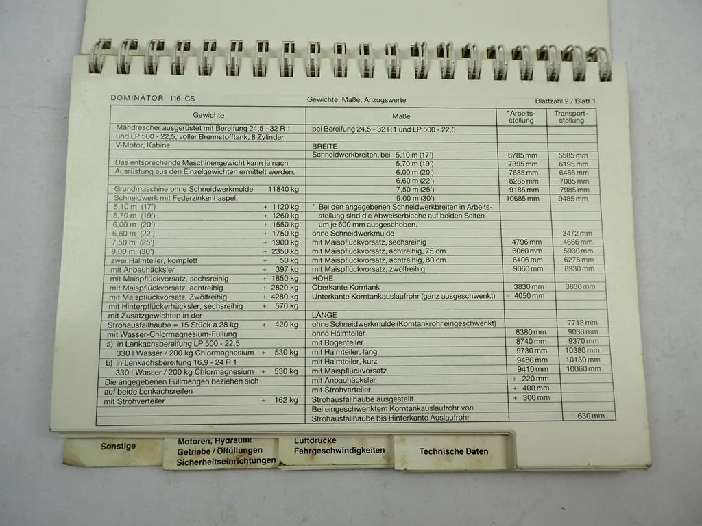 Claas Technischer Ratgeber Werkstatt Daten Landmaschinen für Mechaniker 1985/86
