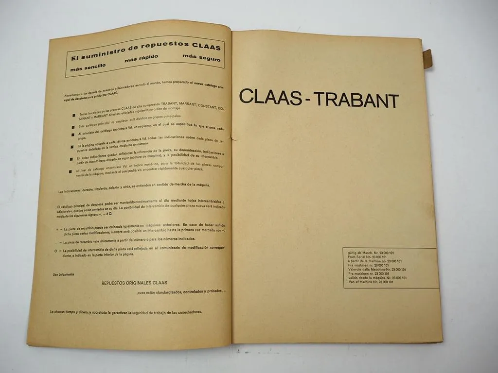 Claas Trabant Dominant Presse Ersatzteilliste Ersatzteilkatalog 1973