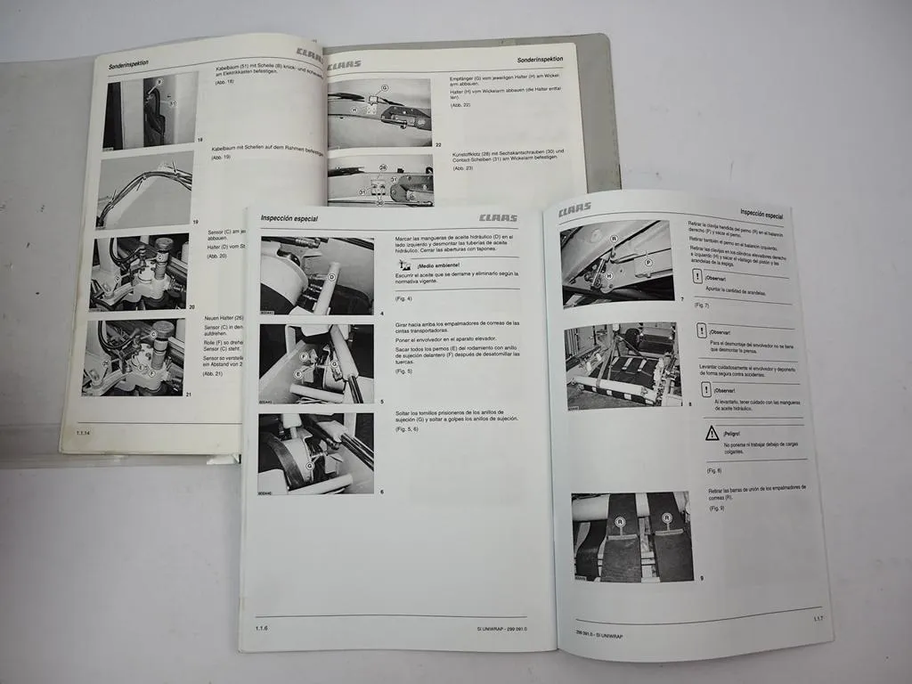 Claas Uniwrap Ersatzteilliste 2001 Sonderinspektionsanleitung 2002