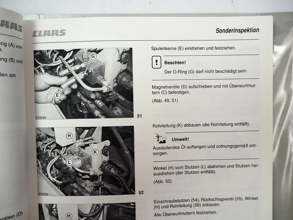 Claas Uniwrap Sonderinspektionsanleitung Umbauanleitung 2002