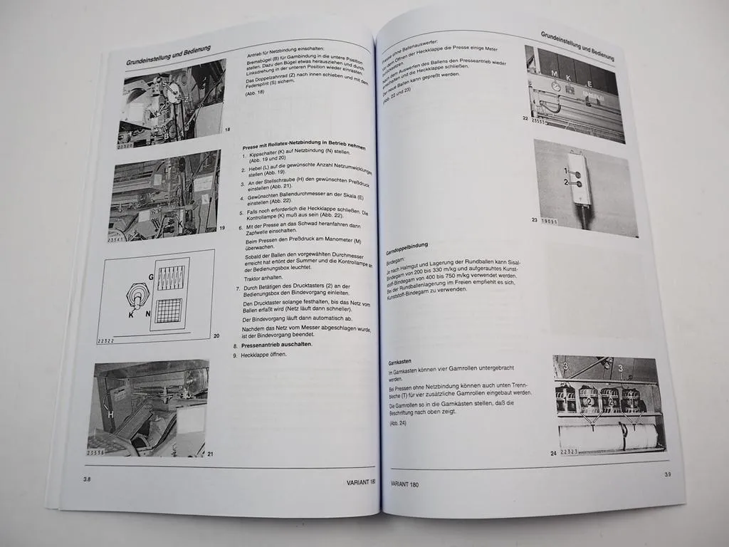 Claas Variant 180 Rundballenpresse Betriebsanleitung Bedienung Wartung Pflege 1995