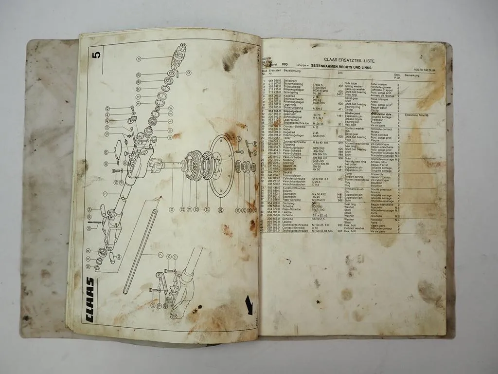 Claas Volto 740SL 740H Heuwender Ersatzteilliste Spare Parts List 1992