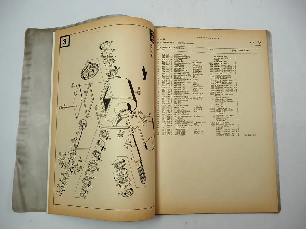 Claas WM25 Mähwerk Ersatzteilliste Liste de pieces de rechange 1981