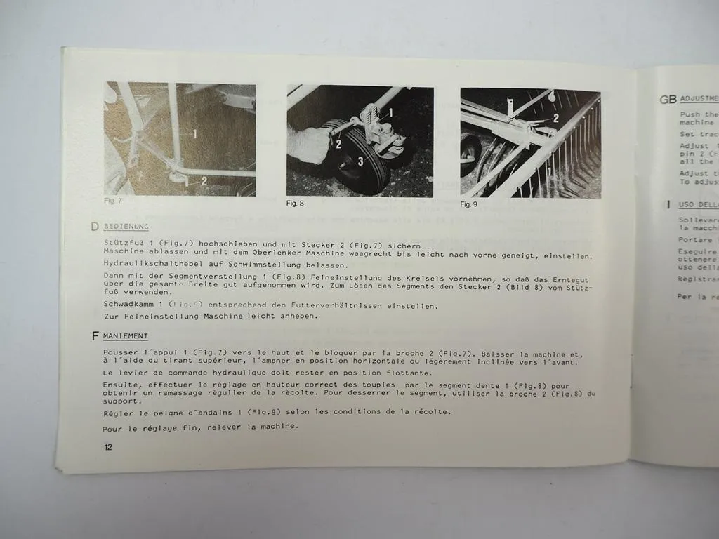 Claas WS 280 D Schwader Betriebsanleitung Bedienungsanleitung Wartung 1985