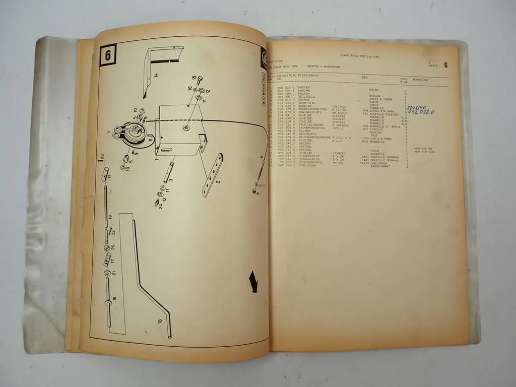 Claas WSDS WS 280 Schwader Ersatzteilliste Liste de Pieces de Rechange 1980
