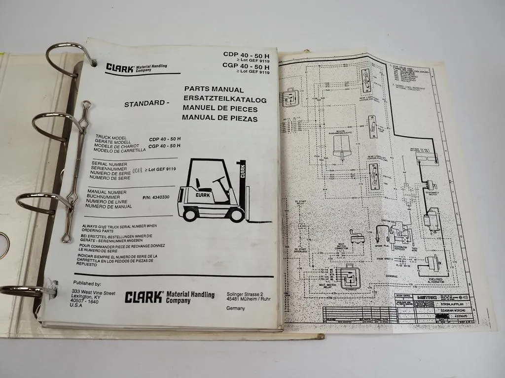 Clark CDP CGP 40 45 50 H Gabelstapler Ersatzteilliste Parts Manual