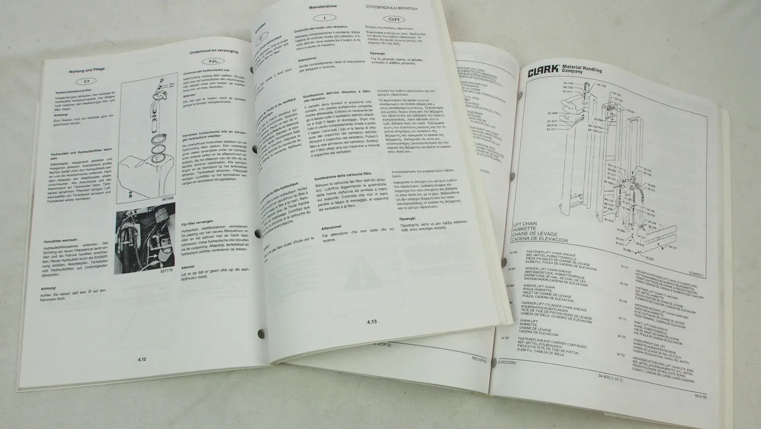 Clark CEM 20 25 30 35 Stapler Bedienungsanleitung Ersatzteilliste ca 1996
