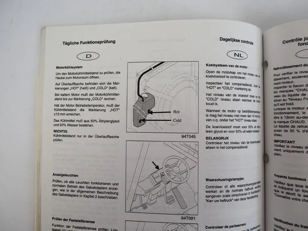 Clark CGP CDP CGC 20 25 30H Gabelstapler Betriebsanweisung 1996