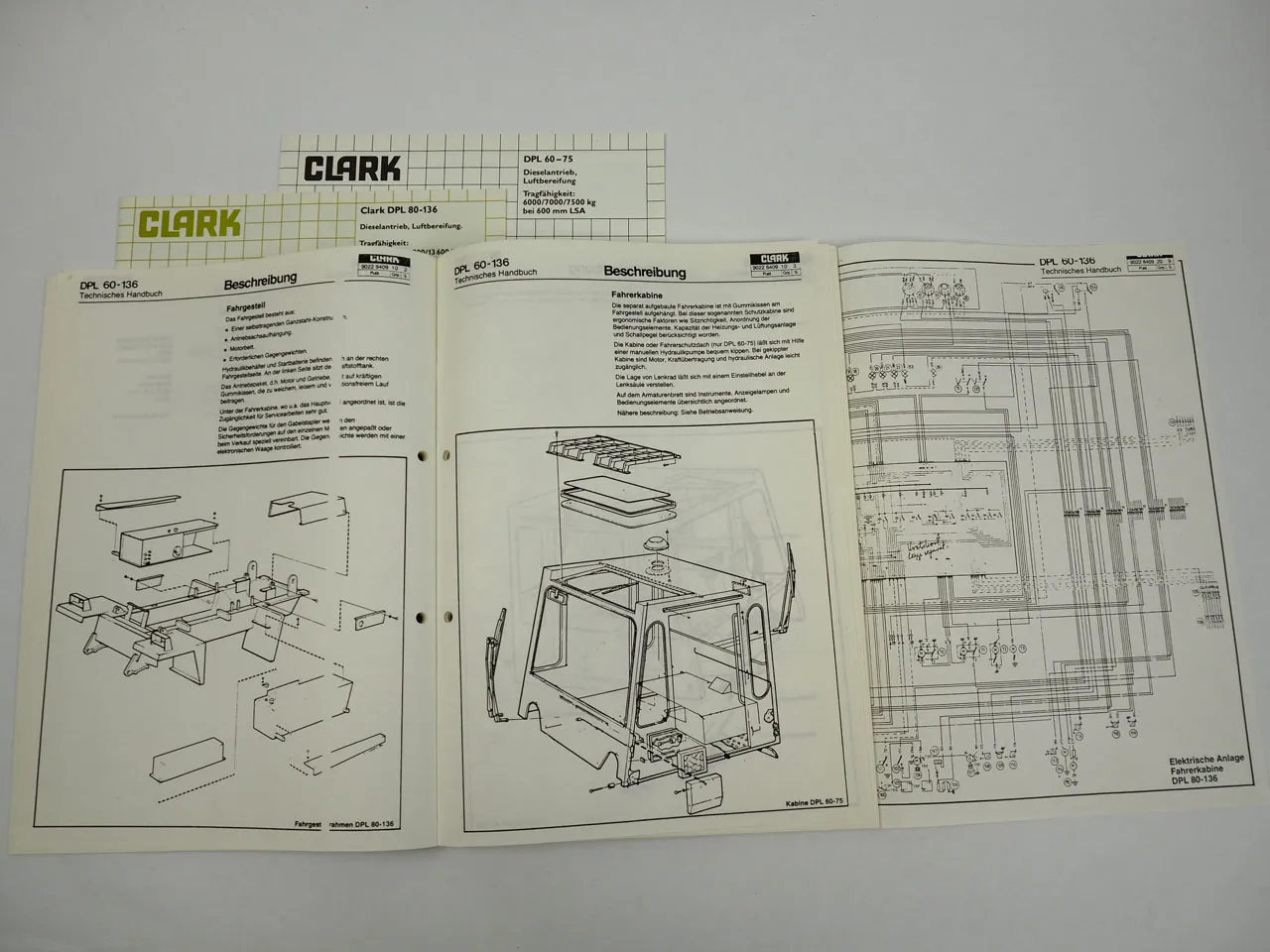 Clark DPL 60 bis 136 Gabelstapler Schulungsunterlagen Servicehandbuch 1984