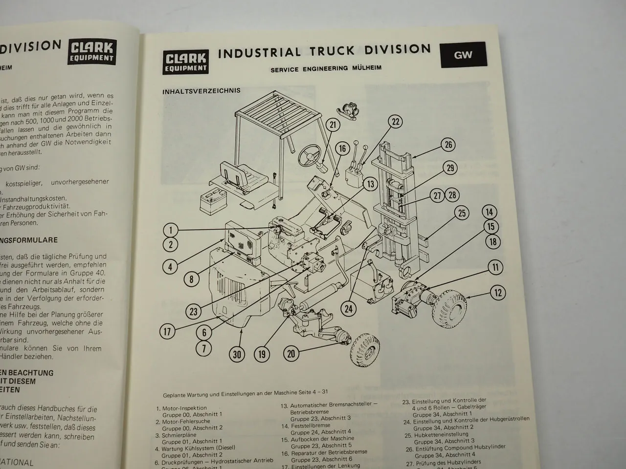 Clark H500Y 30 EX Gabelstapler Wartungshandbuch 1974 - 77 Werkstatthandbuch