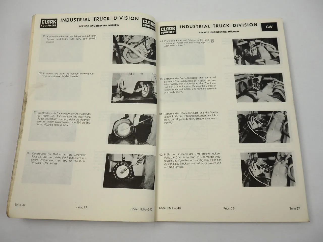 Clark H500Y Clarklift Gabelstapler Wartungshandbuch 1974 - 78 Werkstatthandbuch