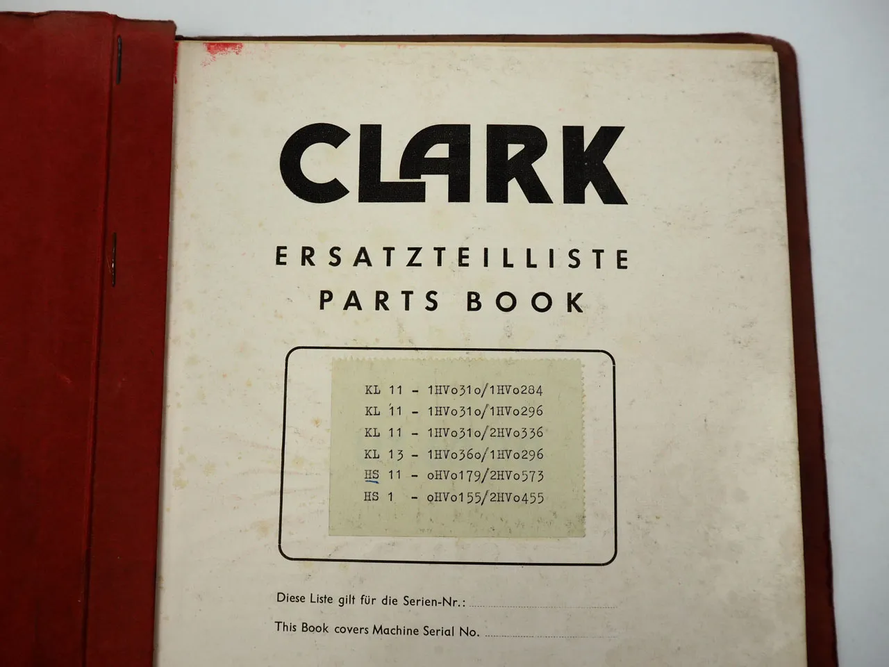 Clark Ruhr Intrans KL11 KL13 HS11 HS1 Stapler Vorsatzgeräte Ersatzteilliste 1950