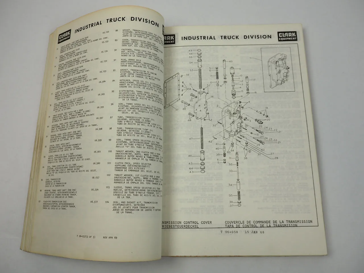Clark Y 40 50 LPG 1 GEF2530 Gabelstapler Ersatzteilliste Parts Book 1960er Jahre