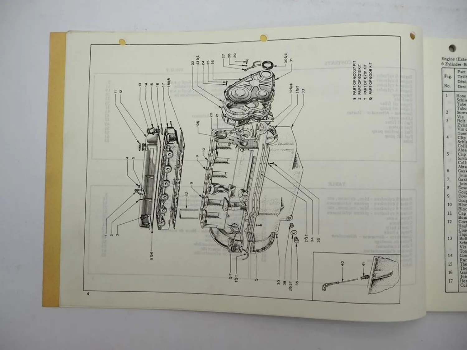 Clayson Ford 2700 2701E 2703E 2704E Dieselmotor Ersatzteilliste 1968