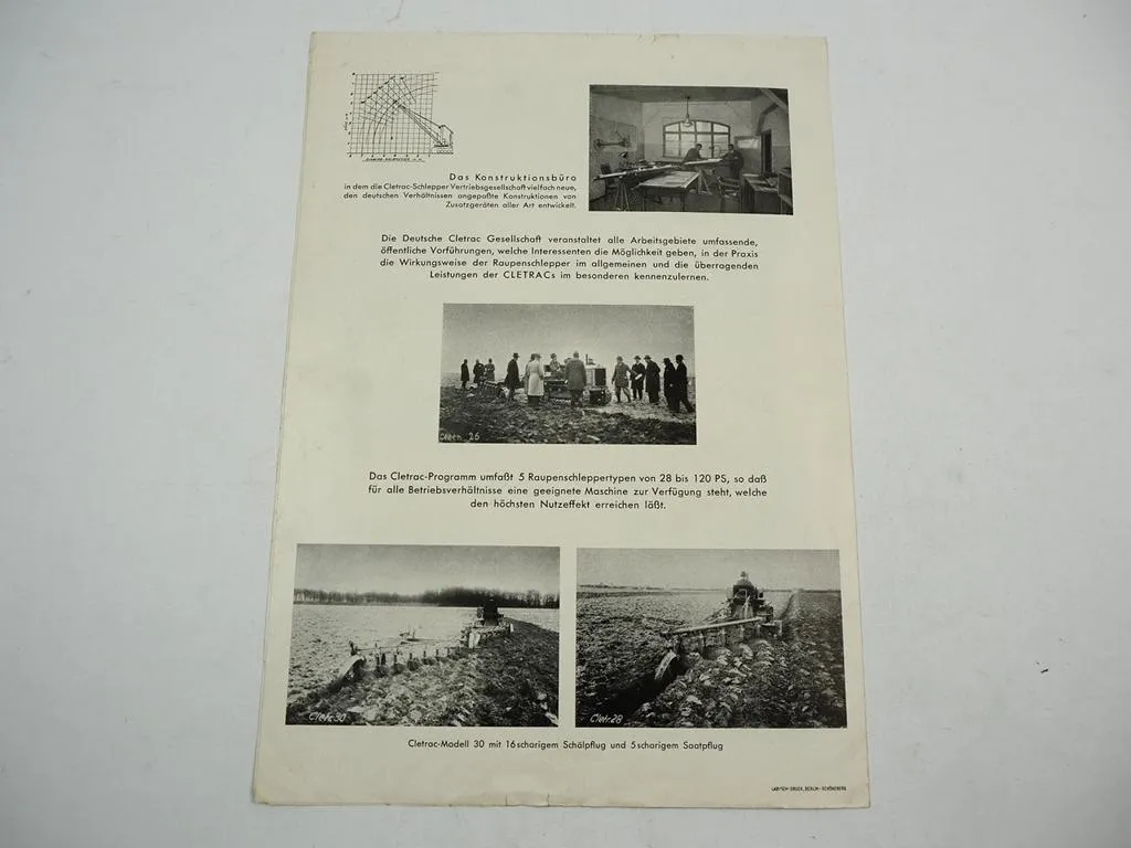 Cletrac Raupenschlepper Radtraktor Prospekt 1940er Cleveland Berlin Lichtenberg