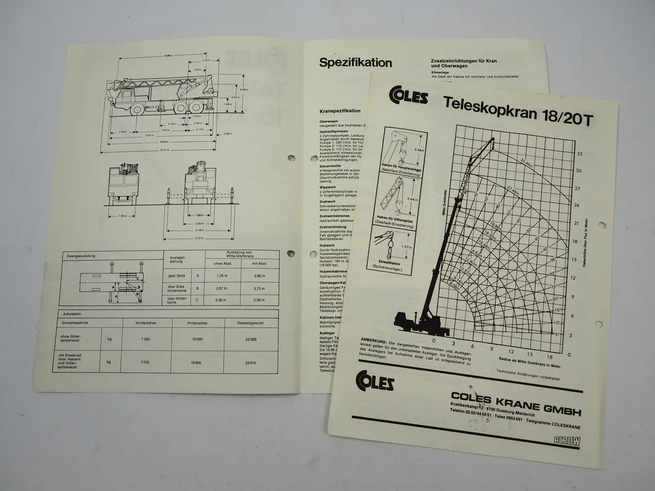 Coles 18 20 T Teleskopkran Mobilkran Autokran 2x Prospekt 1978