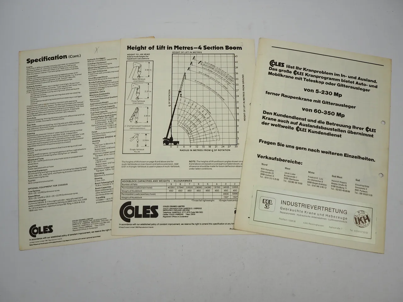Coles 36 40 TSC Hydra Husky Teleskopkran Mobilkran 3x Prospekt Brochure 1975/81