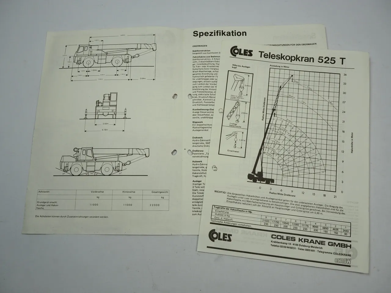 Coles 525 Transit Teleskopkran Mobilkran Autokran m. Cummins Motor Prospekt 1981