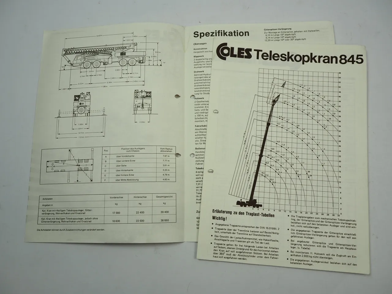 Coles 845 Teleskopkran Mobilkran Autokran Prospekt 1980