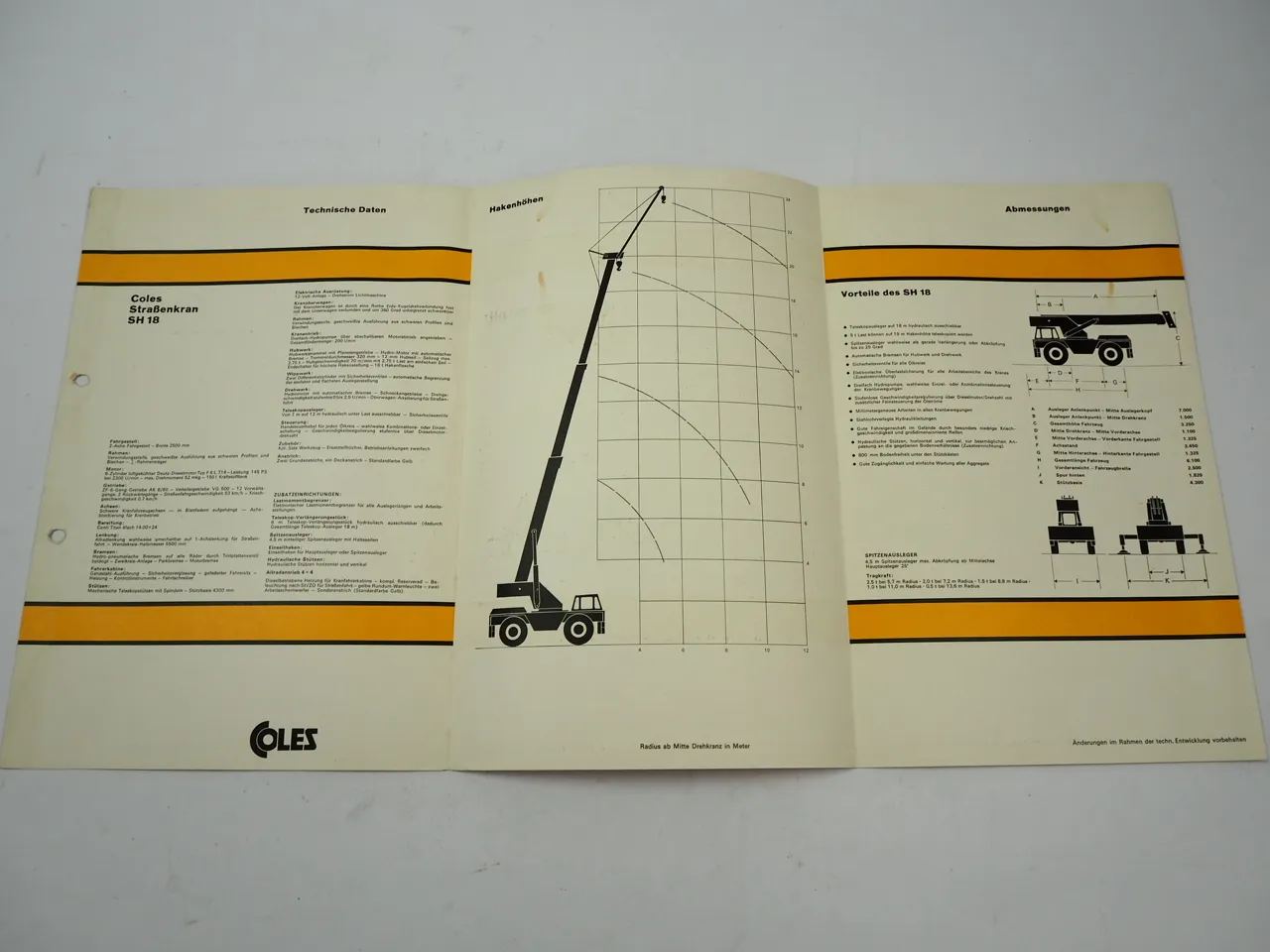 Coles SH 18 Autokran Teleskopkran Hydraulikkran Prospekt 1970