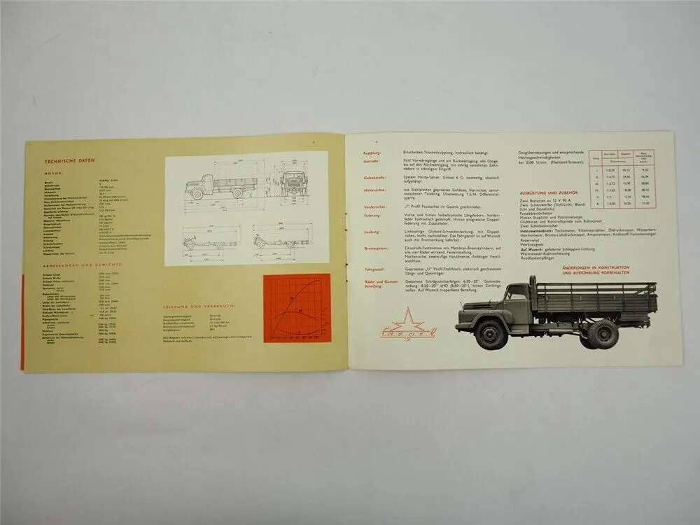 Csepel D450 Lastkraftwagen 95 PS Prospekt 1960 Ungarn Mogürt
