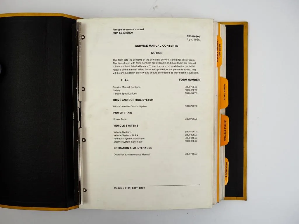 Daewoo B 13 15 18 T Electric Powered Lift Trucks Service Manual 1996