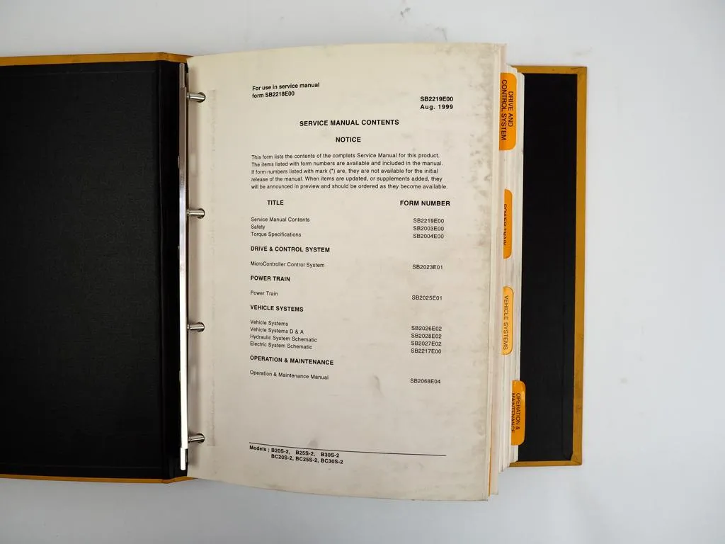 Daewoo B BC 20 25 30 S-2 Electric Powered Lift Trucks Service Manual 1999