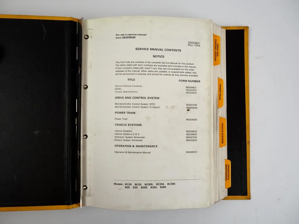 Daewoo B BC 20 25 30 S Electric Powered Lift Trucks Service Manual 1994