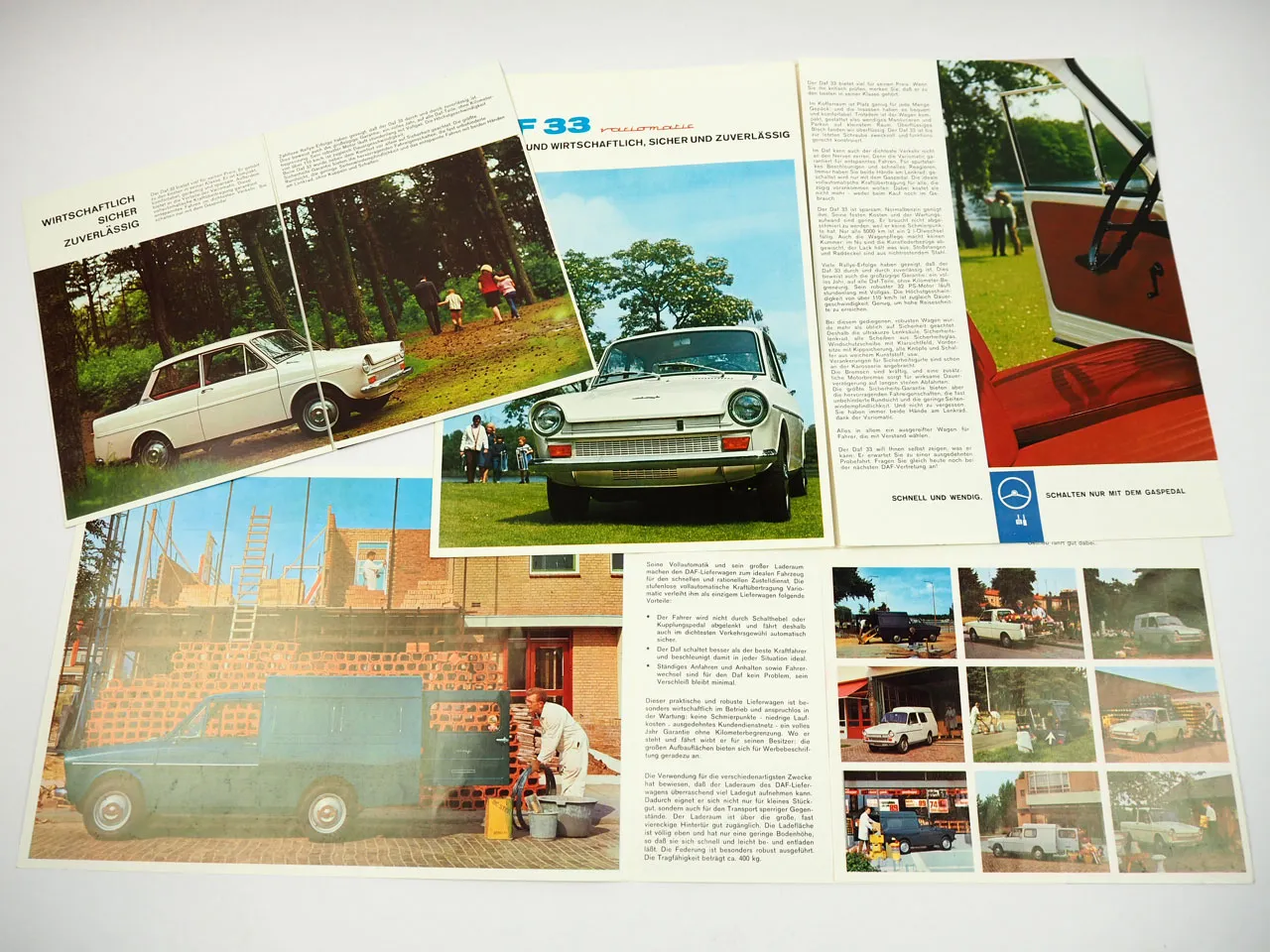 DAF 33 PKW Kastenwagen Kombi Pickup 3x Prospekt 1967