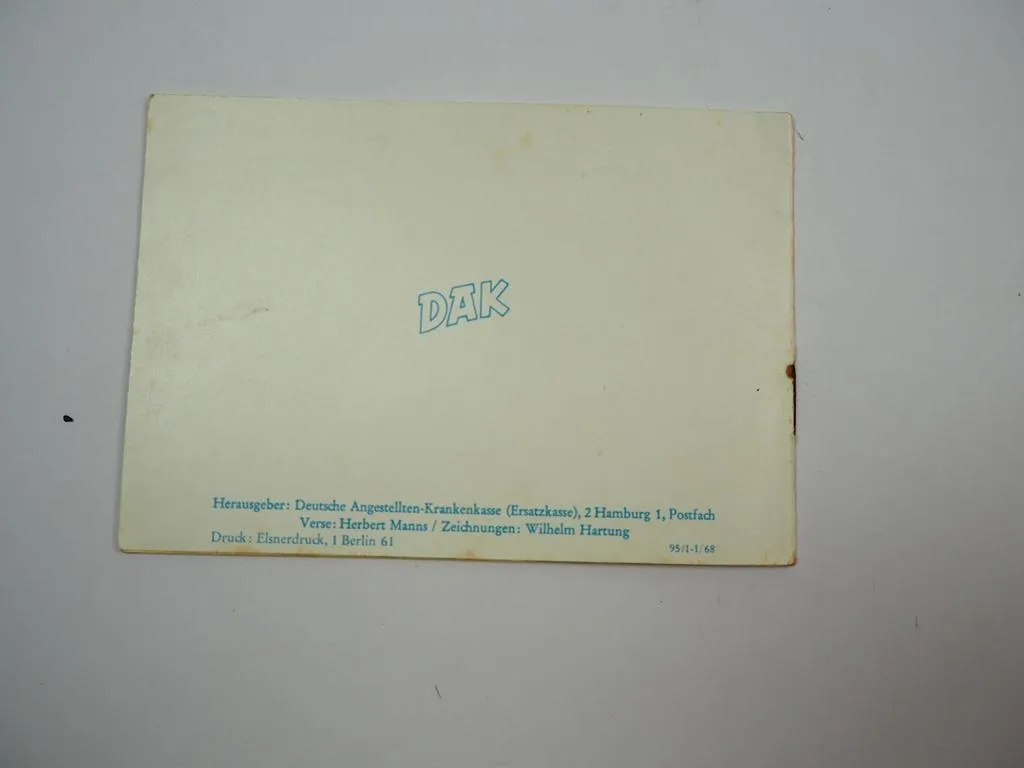 DAK Krankenkasse Zahnpflege für Kinder Werbung Bilderbuch 1968 H Manns W Hartung