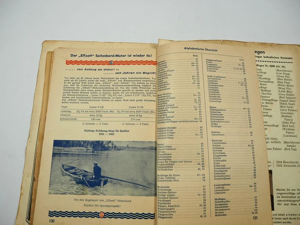 DAM Damyl Angelkatalog 1952 Angelrollen Ruten Blinker