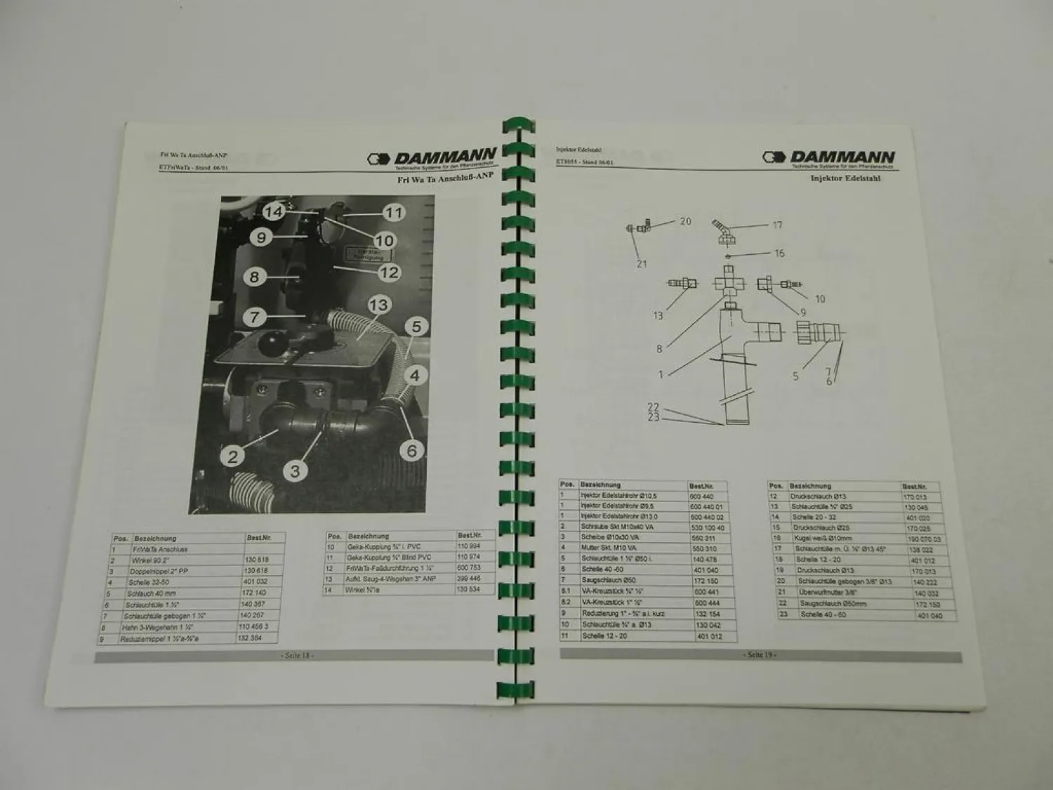 Dammann ANP 5000 6000 Isobus Feldspritze Betriebsanleitung Ersatzteilliste 2008